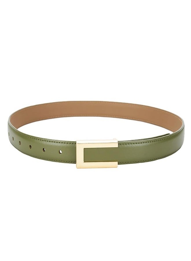 Yuangu Womens Belts for Jeans, Womens Leather Belt with Gold Buckle, Skinny Belts for Pants Dresses (Light green, 105cm(Fits 24"-32")) - Image 1